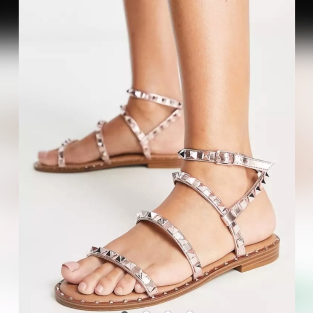 Steve Madden Travel Studded Clear Ankle Strap Sandals Sz 7